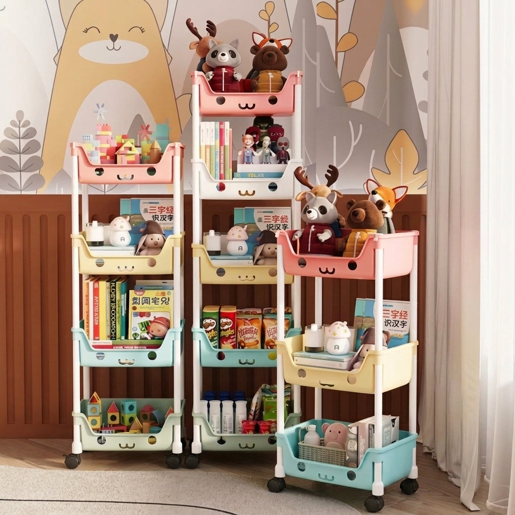 Organizador Estante Juguetes Kawaii Con Ruedas Multiusos 5 Niveles