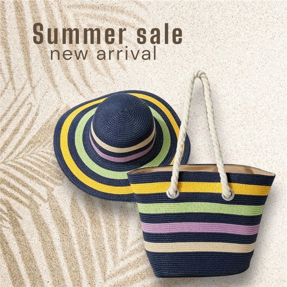 Cartera Playera Bolso Playero Tote Bag + Sombrero