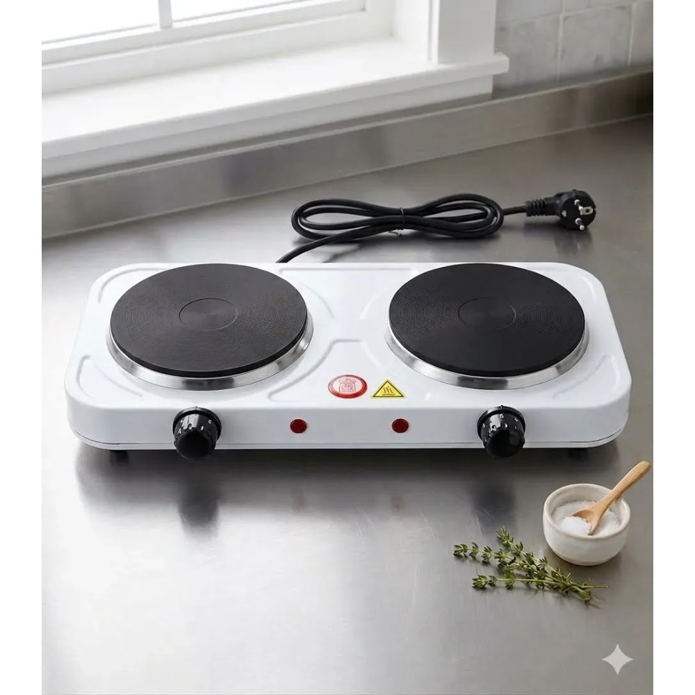 Cocina eléctrica de 2 hornillas, 2000 W
