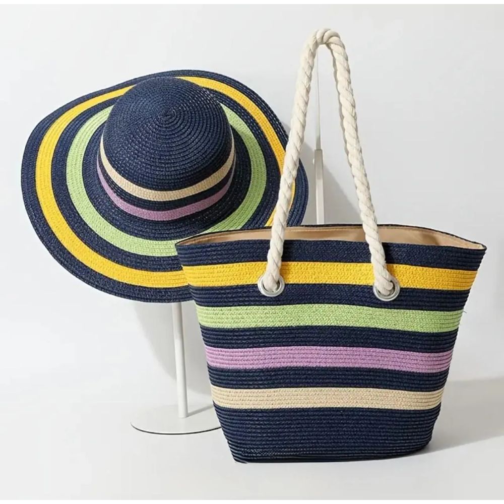 Cartera Playera Bolso Playero Tote Bag + Sombrero