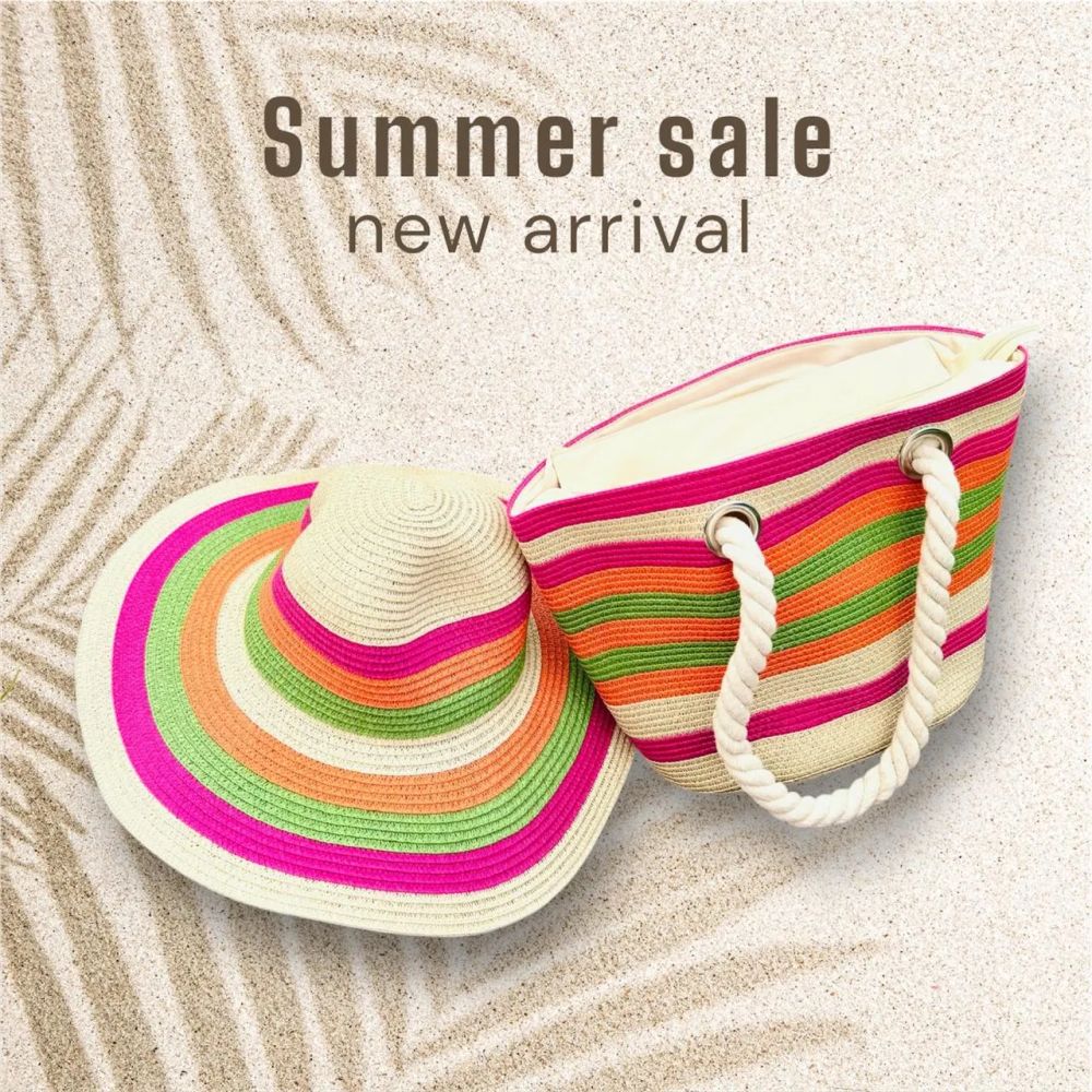 Cartera Playera Bolso Playero Tote Bag + Sombrero
