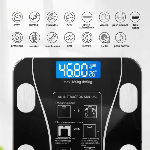 Balanza Peso Corporal Digital Inteligente Bluetooth 180kg