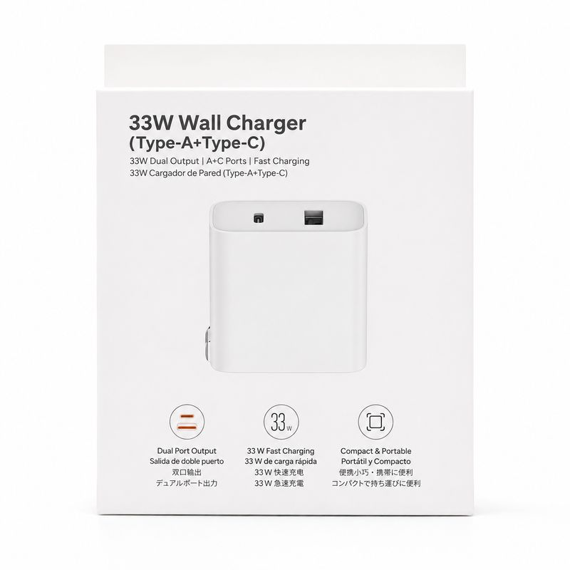 Cargador Celular 33W 18w Doble Puerto TIPO A TIPO C