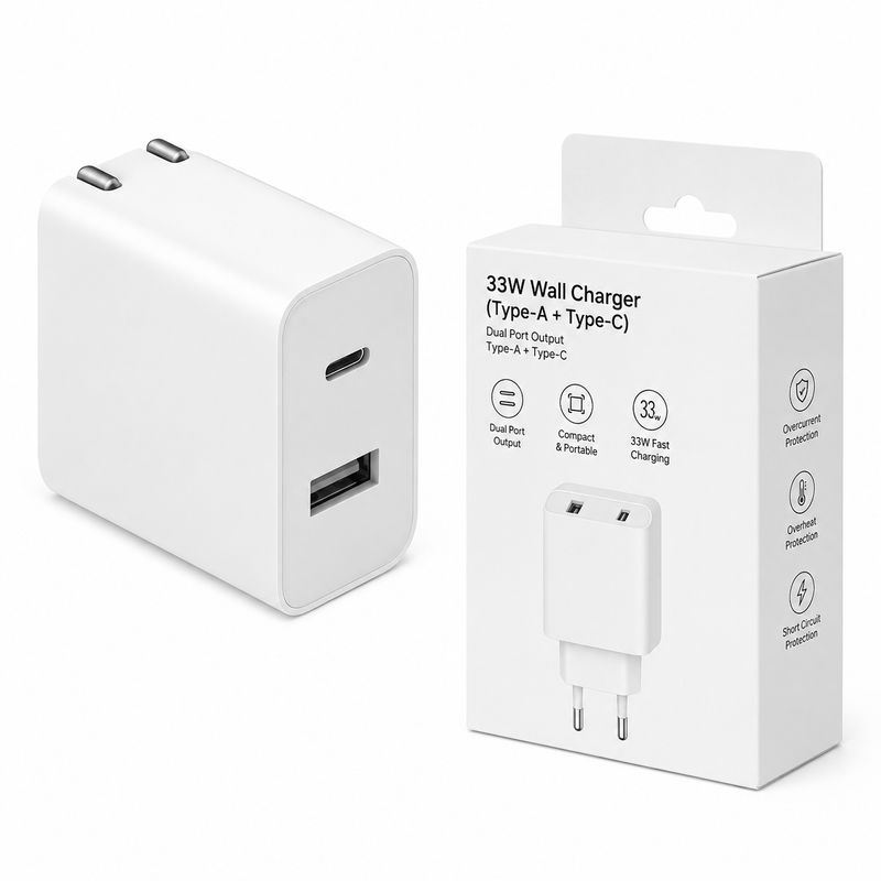 Cargador Celular 33W 18w Doble Puerto TIPO A TIPO C