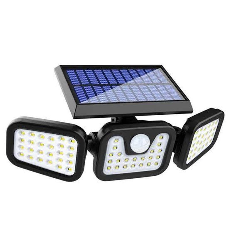 Reflector Lámpara Panel Solar Foco Exterior 3 cabezales triple